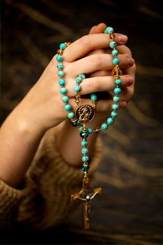 Rosary inspired by Our Lady of Fourviere Cathedral in Lyon. Radiant with color and full of life. Young and vibrant, ever ancient and ever new, as St. Augstine put it, Lyon opens the collection with blooming speckled turquoise color stone, balanced with clear creamy crystal glass beads. With almost child-like joy and a touch of serene elegance, Lyon shines bright with nothing to hide. Great Catholic gift