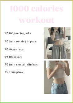 a woman is standing in front of a mirror with her hands on her hips and the words, 100 calories workout