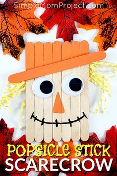 this popsicle stick scarecrow craft is so cute and easy to make it's perfect for fall