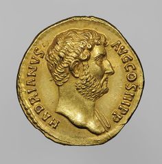 an ancient gold coin with a man's head on it