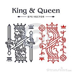 the king and queen symbols in line art