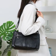 Women's Bag Trend Korean Handbags Designer Luxury Brand Ladies Shoulder Bags Soft Leather Fashion Versatile Crossbody Bag [23y 8m 22d] Korean Handbags, Black School Bags, Women Backpack Travel, Purple Logo, Makeup Bag Organization, Handbags Designer, Handbags Casual, Women Bags Fashion, Designer Crossbody Bags