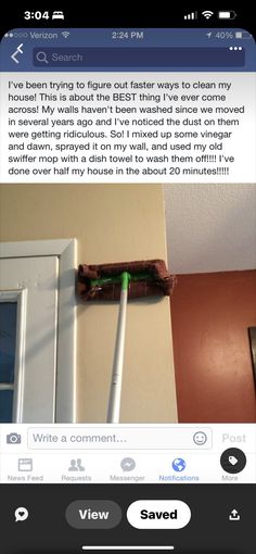 an image of someones twitter post about cleaning the house with a mop or squirt