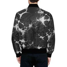 Elevate your style with our Black & Grey Ink Splatter Quilted Bomber Jacket. This jacket is a canvas of expression, featuring a dynamic design with bold ink splatters in classic black and grey tones. It's the perfect blend of art and fashion, allowing you to make a bold statement wherever you go. Whether you're at a gallery opening, a night out with friends, or simply expressing your unique style, this jacket is a symbol of your individuality. Unleash your creativity and embrace your edgy side w Artistic Black Outerwear For Fall, Artistic Black Long Sleeve Outerwear, Gallery Opening, Ink Splatter, Art And Fashion, Dynamic Design, Grey Tones, Black Grey, Front Zipper