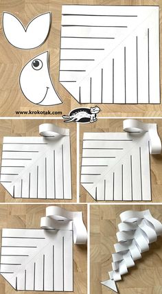 the steps to make an origami whale paper craft for kids with pictures and instructions