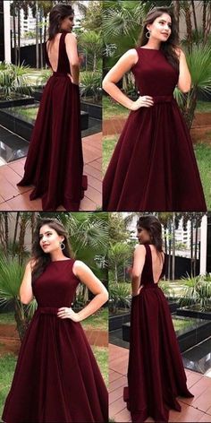 A Line Round Neck Backless Burgundy Prom Dresses, Long Burgundy Formal Dresses, Graduation Dresses Gorge Dresses, Prom Dresses Long Burgundy, Burgundy Prom Dresses, Burgundy Prom Dress Long, Burgundy Formal Dress, Custom Made Prom Dress, Burgundy Prom, Formal Dresses Graduation, Cheap Gowns