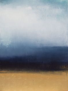 an abstract painting with blue, brown and white colors