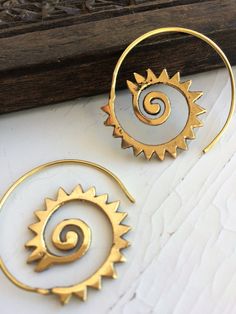 large hoops,  spiral earrings in brass; gold (brass)or silver (brass and siver)  colors;  tribal ethnic style; boho;gypsy;  30mm; Spiral Ear Wire Earrings For Festival, Gold Spiral Brass Hoop Earrings, Handmade Spiral Metal Hoop Earrings, Spiral Gold Hoop Earrings In Brass, Nickel-free Spiral Brass Jewelry, Spiral Brass Earrings For Festival, Festival Spiral Gold Earrings, Unique Spiral Metal Hoop Earrings, Gold Spiral Bohemian Earrings