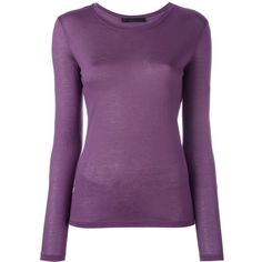 Les Copains round neck longsleeved T-shirt ($115) ❤ liked on Polyvore featuring tops, t-shirts, purple, purple t shirt, purple top, long sleeve tee, purple tee and les copains Cherry Blossom Girl, Purple Tee, Purple Long Sleeve, Round Neck Top, Purple T Shirts, Round Neck Tees, Purple Top, Round Neck Tops, Basic Outfits