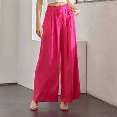 Beautifully Made Cotton Pants In A Fushsia Color. Perfect To Pair With The Matching Top Or Any Top To Keep You Cool And Breathable During Summer! Chic Pink Pants For Vacation, Pink Wide Leg Pants With Pockets For Day Out, Pink High-waisted Wide Leg Pants For Vacation, Pink Ankle-length Wide Leg Pants For Vacation, Pink High-waisted Wide Leg Pants For Day Out, Pink Wide Leg Pants For Day Out, Pink Wide Leg Trousers For Day Out, Lined Pants, Beautifully Made