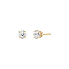 A classic must-have that will never go out of style! Two solitaire round-cut diamonds, totaling 1 ct, are set in 14K yellow gold, for a timeless, yet stunning accessory. They make a wonderful gift for the diamond lover in your life. Size: one size.  Gender: female.  Age Group: adult. Solitaire Studs, Life Size, Round Cut Diamond, Diamond Solitaire, Go Out, Out Of Style, Round Cut, Gender Female, Womens Watches