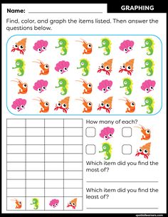 a worksheet for grade 1 students to practice their math skills with seahorses