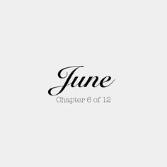 the word june written in black ink on a white background