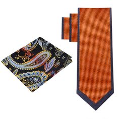 Introducing our striking Orange and Dark Grey Silk Necktie, featuring a sophisticated crosshatch pattern—a versatile accessory that effortlessly combines style and elegance. Crafted from premium silk in a traditional 3.25-inch width, this necktie is available in regular (60 inches) or extra-long (63 inches) lengths for a tailored fit that suits any occasion. Complete your ensemble with our optional matching pocket square, or opt for our vibrant black, orange, and yellow paisley square for a bold and coordinated look. Tips for Styling: Shirt Suggestions: Crisp white dress shirt: Provides a clean canvas that allows the orange and dark grey hues to stand out. Light blue or sky blue shirt: Adds a refreshing contrast and complements the orange accents in the tie. Charcoal gray or black shirt: C Elegant Multicolor Neckwear With Ties, Elegant Multicolor Formal Neckwear, Elegant Multicolor Business Neckwear, Elegant Multicolor Neckwear For Business, Summer Formal Suit And Tie Accessories With Pocket Square, Elegant Multicolor Standard Tie, Elegant Multicolor Rectangular Pocket Square, Elegant Black Summer Ties, Elegant Orange Tie For Business