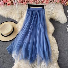 Elastic waist irregular mesh skirt, high waist medium long A-line skirt, fairy skirt shaggy skirtMaterial:tulleColor:black,blue/beige/gray/pinkStyle:fairyFeatures:irregualrSize(CM):free 1inch=2.54cmlength:83,waist:64-82&ltp&gtAll items will arrive in 20-25 business days, if you have an emergency, please contact us to upgrade logistics.</p>&ltbr/>&ltp&gtNeed to add 15 dollars fast shipping(Arrive in 10-14 days).</p>&ltbr/> Blue Tulle Party Bottoms, Blue Tulle Skirt For Summer, Blue Tulle Bottoms For Spring, Spring Blue Tulle Bottoms, Asymmetrical Tulle Skirt For Summer, Summer Tulle Flared Skirt, Spring Tulle Asymmetrical Skirt, Spring Asymmetrical Tulle Skirt, Flowy Tulle Skirt For Summer