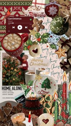 a christmas collage with cookies, hot chocolates and other holiday treats on it