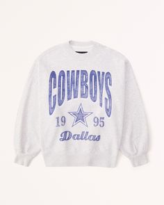 Women's Dallas Cowboys Graphic Oversized Sunday Crew | Women's Tops | Abercrombie.com Cowboys Sweatshirt, Dallas Cowboys Sweatshirt, Dallas Cowboys Gear, Cowboy Gear, Comfy Sweatshirt, Abercrombie Kids, Girl Sweatshirts, Suits Coats, Short Pajama Set