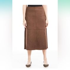 Faux Suede Material - Soft, Stylish And Sure To Be A Wardrobe Favorite, This Women's Midi Skirt Is Made From A Luxuriously Soft Faux Sued Fabric. Perfect For Elevating Any Look. A-Line Silhouette - Look Stylish In This Flattering Skirt! The A-Line Cut Adds A Feminie Shape To Any Look. With Its Faux Suede Material And Sequoia Color, This Skirt Is A Must-Have For Your Wardrobe. Don't Miss Out On This Skirt To Give Any Look A Modern Touch! Midi Length - Add Style To Any Look With This Midi-Length S Faux Suede Skirt, Midi Length Skirts, Suede Skirt, Perfect Wardrobe, Fall Skirts, Beautiful Skirts, Suede Material, Trendy Style, Stripe Skirt