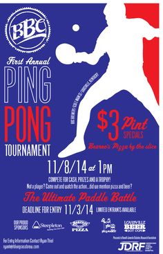 an advertisement for the first annual ping pong tournament