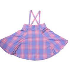 Collectif Pastel Rainbow Pink & Lavender Plaid Suspender Swing Skirt Women’s Plus Size Us 22 Front Pockets Two Button Removable Adjustable Suspenders Excellent New With Tags Stock Photos Shown For Fit Purple Summer Skirt For School, Purple Summer School Skirt, Summer School Purple Skirt, Purple Mini Skirt For School In Summer, Purple Mini Skirt For Summer School, Summer Purple Mini Skirt For School, Summer School Purple Mini Skirt, Purple Fitted Mini Skirt For School, Purple Pleated Mini Skirt For School