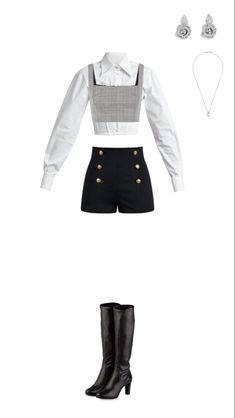 Kpop Dr Soloist Outfits, Celana Jogger Wanita, Korean Fashion Kpop, Black White Outfit, Preformance Outfits, Classy Casual Outfits, Kpop Fashion Outfits, Fashion Design Clothes, Performance Outfit