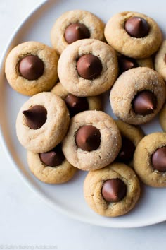 chocolate chip cookies on a white plate