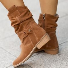 Category:Boots; Upper Materials:PU; Season:Fall,Winter; Heel Type:Block Heel; Gender:Women's; Activity:Walking; Toe Shape:Round Toe; Type:Mid Calf Boots; Style:Vintage,Elegant; Heel Height(inch):1-2; Outsole Materials:Rubber; Occasion:Daily,Outdoor; Closure Type:Zipper; Pattern:Solid Color; Listing Date:09/07/2023; Production mode:External procurement; 2024 Trends:Suede Shoes,Cowboy Boots,Slouchy Boots,Plus Size; Foot Length:null; Foot Width:null; Size chart date source:Provided by Supplier. Ridding Boots, Short Suede Boots, Heels Patterns, Womens Low Heels, Nike Fashion Shoes, Low Heel Boots, Orthopedic Shoes, Womens Chunky Heels, Winter Ankle Boots