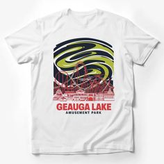 a white t - shirt with the words geauga lake amusement park on it