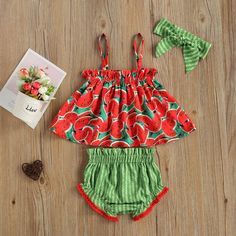 Outfit With Headband, Spring Rompers, Watermelon Summer, Sassy Outfit, Watermelon Print, Perfect Summer Outfit, Summer Watermelon, Babydoll Style