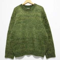 RT No. 5282 MOHAIR WOOLEN KNITTED SWEATER Green Mohair Sweater, Green Relaxed Fit Knitted Sweater, Green Merino Wool Knit Sweater, Relaxed Fit Wool Knitted Sweater, Relaxed Fit Knitted Wool Sweater, Relaxed Fit Wool Knit Sweater, Green Knit Sweater, Korean Streetwear, 150 Lbs