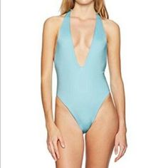 One Piece Swimsuit Features: Brand - Bikini Lab Sold At Nordstroms Size Small Removable Bra Pads Halter Rear Cutout Detail With Braided Strap One Piece All Year Solid Made In Usa Machine Wash Light Powder Blue Size: Womens Small Condition: New Without Tags No Flaws, Unworn Ship Daily, Professional Seller Highly Rated. Light Blue Fitted Halter Neck Swimwear, Blue Halter Neck Swimwear With Lined Body, Blue Stretch V-neck Swimwear, Blue Backless Tankini For The Pool, Backless Blue Tankini For Pool, Light Blue Stretch Swimwear For Party, Light Blue Halter Neck Swimwear For Poolside, Fitted Light Blue Swimwear For Pool, Blue V-neck Stretch Swimwear