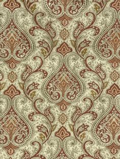 an ornate red and beige wallpaper pattern