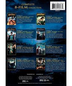 harry potter's movies collection dvd cover with all the characters and their name on it