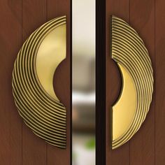 a close up of a door with a circular design on the front and side panels