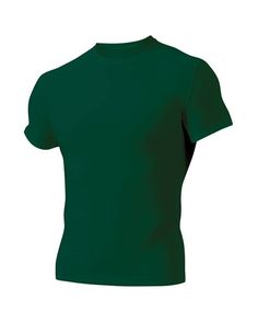 Adult Polyester Spandex Short Sleeve Compression T-Shirt - FOREST GREEN - M | A4 Adult Polyester Spandex Short Sleeve Compression T-Shirt in Forest Green Size Medium Fitted Short Sleeve Sports T-shirt, Green Moisture-wicking T-shirt With Crew Neck, Solid Color Snug Fit Crew Neck T-shirt, Solid Moisture-wicking Crew Neck Shirt, Moisture-wicking Crew Neck Shirt, Basic Solid T-shirt With Snug Fit, Solid Crew Neck Shirt With Moisture-wicking, Fitted Green Short Sleeve T-shirt, Green Fitted Short Sleeve T-shirt