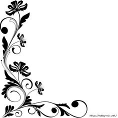 black and white floral design on a white background