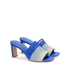 The oh-so-comfy MoroccoBlue mules are the perfect combo of coziness and cuteness. With an open-toe, square silhouette and glimmering silver detail, you'll be glammed up and ready to go--whether it's a brunch, date night, girls' vacay, or just an everyday sesh. Product Details Blue & Silver color Slip-on PU insole Heel height 3inches Square heel Silver embellishment in top area Silver Heels, Ready To Go, Blue And Silver, Morocco, Silver Color, Open Toe, Date Night, The Sea, Heel Height