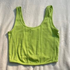 I’ve Never Worn This! Perfect For A Themed Football Game Or For A Bright Addition To Your Wardrobe -Summer!! Trendy Lime Green Summer Tops, Fitted Green Tank Top For Summer, Casual Fitted Lime Green Top, Fitted Lime Green Casual Top, Green Summer Cotton Tank Top, Green Cropped Tank Top For Summer, Green Cotton Summer Tank Top, Lime Green Sleeveless Casual Top, Casual Lime Green Sleeveless Top