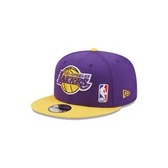 the los lakers purple and yellow snapback hat is shown in front of a white background