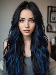 35 Jaw-Dropping Blue Hair Ideas You’ll Want to Copy Immediately – Scan to Talk Black To Blue Hair, Dark Hair With Blue, Trendy Hairstyles For Black Women, Hairstyles For Black Women 2023, Black Hair With Blue Highlights, Black And Blue Hair, Blue Hair Ideas, Blue Mermaid Hair, Blue Hair Extensions