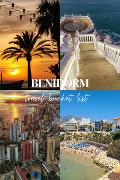 an aerial view of the beach and hotels in benidorm, teneri district