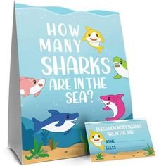 a card and envelope with an image of sharks in the sea