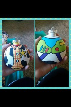 two pictures of a hand painted ornament