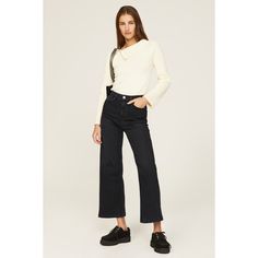 Black denim (64% Cotton, 17% Modal, 17% Polyester, 2% Elastane). Jeans. Front zipper fly with button closure. 27" inseam. 11.5" rise. 22" leg opening. Imported. High-waist Flare Jeans With Zipper Closure For Fall, Casual Dark Wash Flare Jeans With Zipper, Casual Dark Wash Flare Jeans With Zipper Closure, Mid-rise Jeans With Zipper Closure For Fall, Mid-rise Flare Jeans For Fall With Zipper Closure, Fall Mid-rise Flare Jeans With Zipper Closure, Fall Mid-rise Flare Jeans With Zipper, Fall Straight Leg Jeans With Zipper Closure, Casual Dark Wash Cropped Jeans For Work