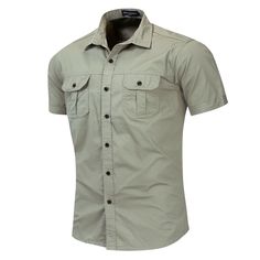 Khaki Buttoned Tops For Outdoor, Solid Outdoor Shirt With Buttons, Solid Buttoned Shirt For Outdoor, Khaki Outdoor Shirt With Button Closure, Combat Shirt, Military Shirt, Business Casual Shirts, Army Shirts, Cargo Shirts