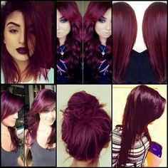 Burgendy Hair Color, Pelo Color Borgoña, Merlot Hair Color, Maroon Hair, Hair Color And Cut, Red Hair Color