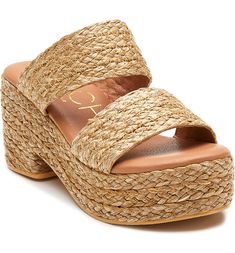 Coconuts by Matisse Ocean Ave Espadrille Platform Slide Sandal | Nordstrom Beach Heels, Matisse Shoes, Espadrilles Platform, Platform Block Heels, Platform Slides, Espadrille Sandals, Espadrilles Wedges, Platform Wedges, Sandal Espadrille