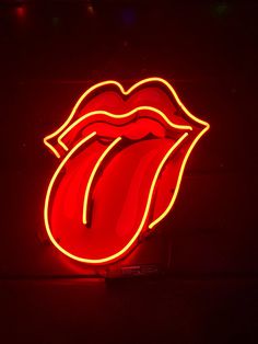 the rolling stones tongue neon sign on display