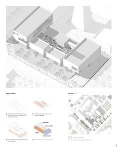 an architectural diagram shows the various sections of a building and how they are connected to each other