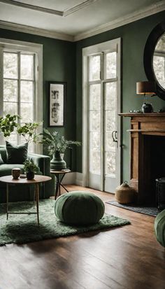 Sage Green Living Room Layered Area Rugs, Brown And Green Living Room, Green Living Room Color Scheme, Warm And Cold Colors, Cold Colors